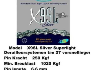 KETTING 9V 11/128 KMC X9SL SUPER LIGHT 116 ZILVER