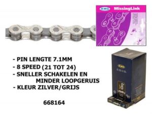 Ketting 1/2-3/32 116 KMC 8V X8-93 zilver