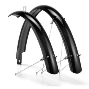Spatbord achter 28" kunststof 45mm met stangen glans zwart